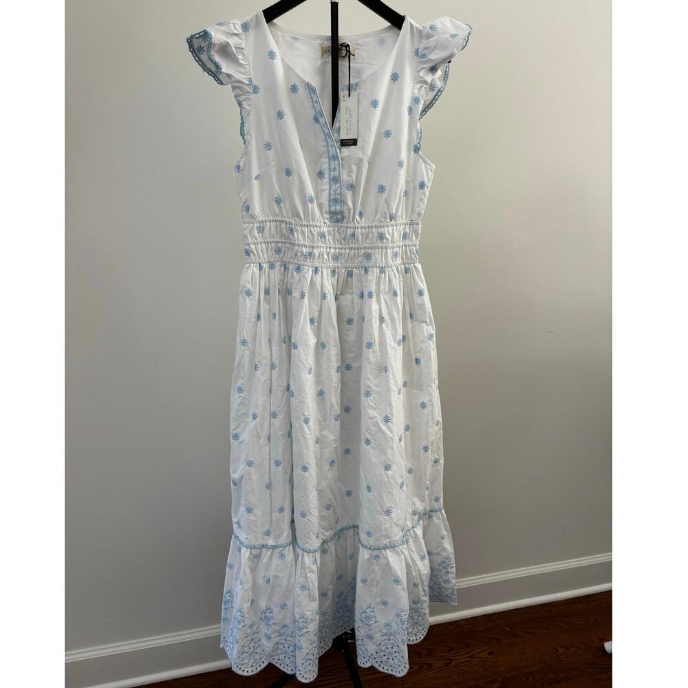 Rachel Zoe White Dress with Pale Blue Embroidery